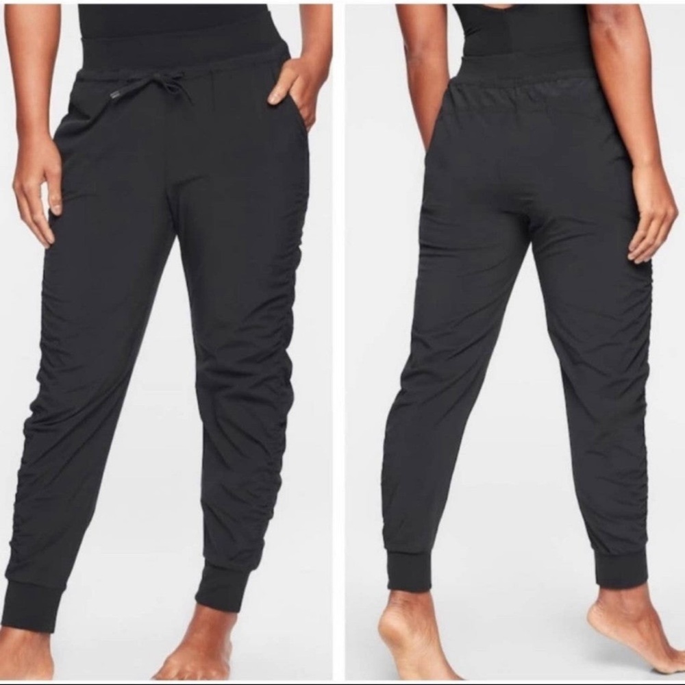 Athleta Attitude Black Ruched Joggers